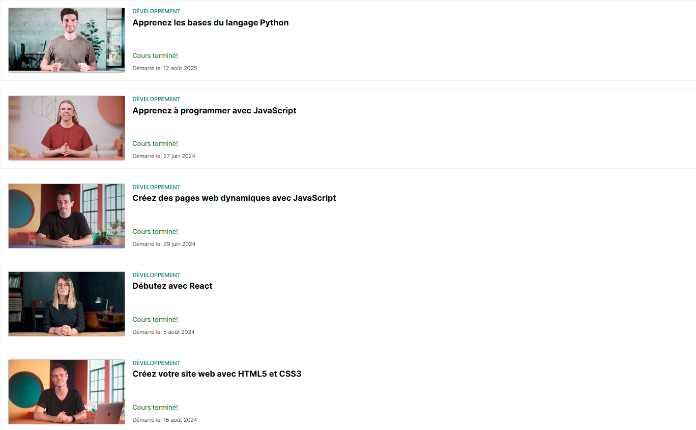Certifications OpenClassrooms